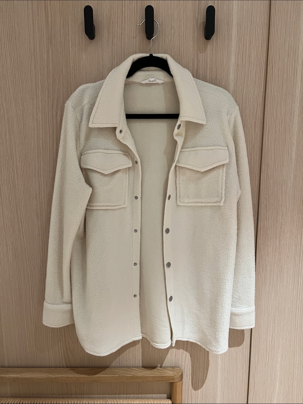 BB Dakota Cream Sherpa Shacket with Chest Flap Pockets
